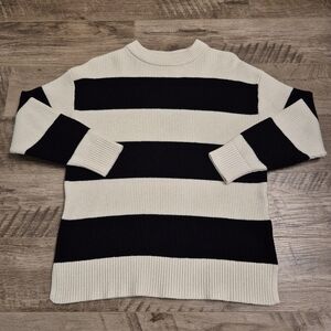 Zara Women's Cream French Nautical Striped Crewnexk Knit Sweater Size M